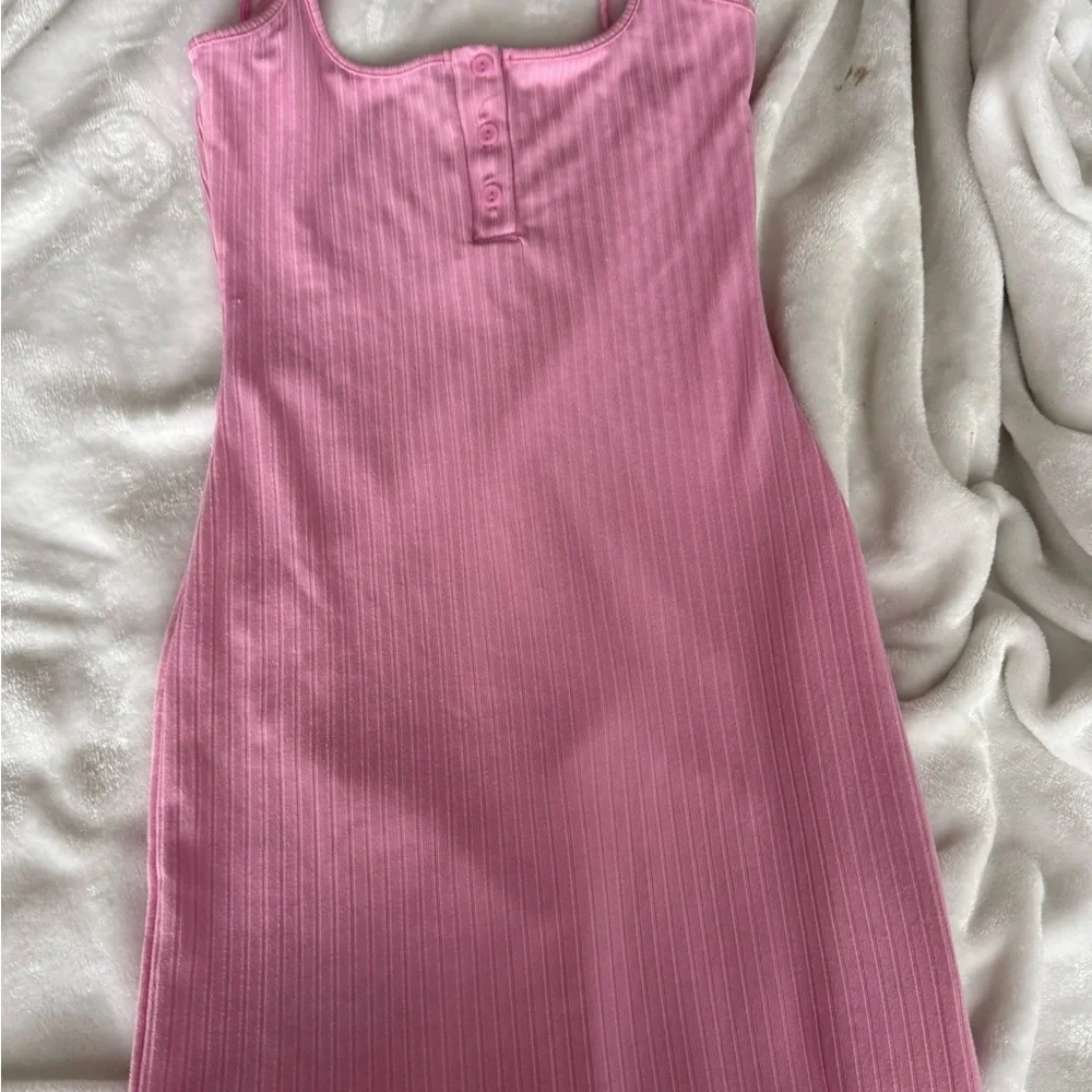 Pink Ribbed Bodycon Dress - Picture 6 of 7